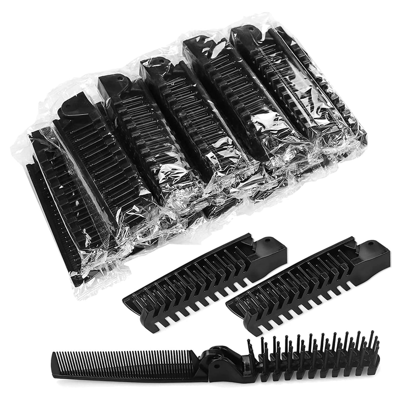 20 Pack Foldable Combs in Bulk Individually Wrapped, Black | Travel Pocket Hair