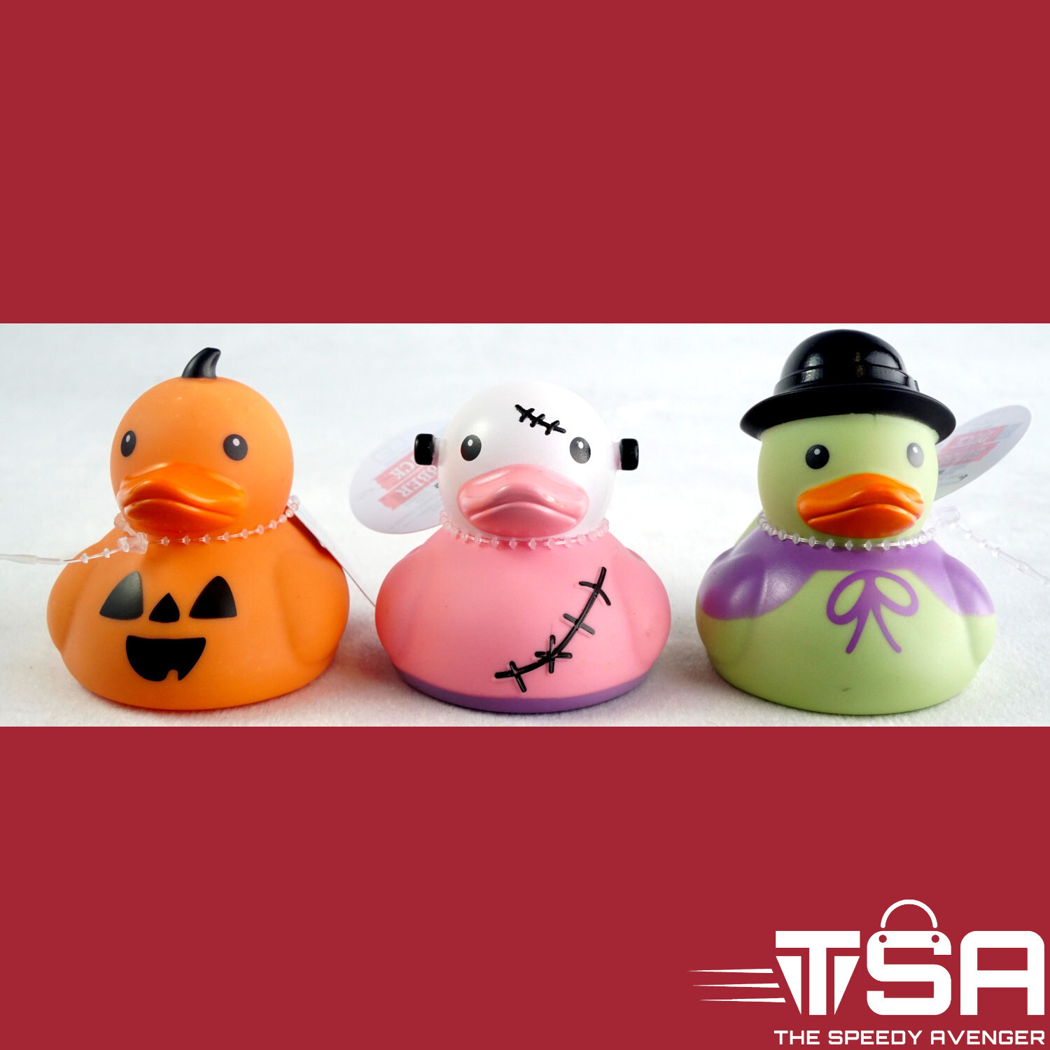 FULL SET OF 3 Halloween Rubber Duckies WITCH FRANKENSTEIN PUMPKIN JACK-O-LANTERN