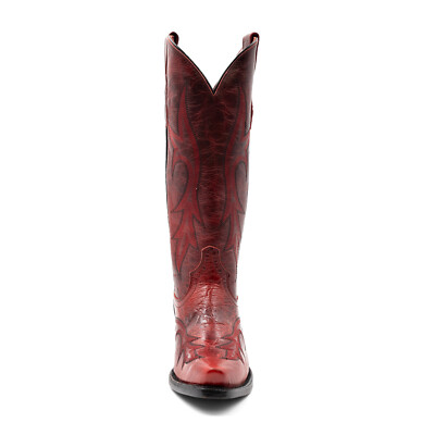 Pre-owned Ferrini Womens Scarlett V-toe Red Leather Cowboy Boots