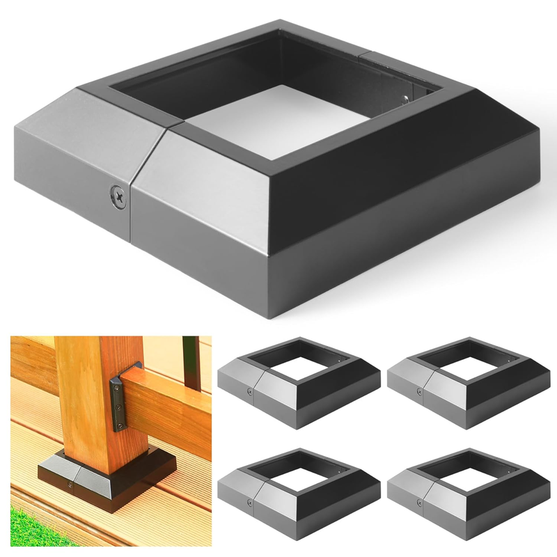 4 Pcs 4X4 (Actual: 4"X4") Aluminum Deck Post Base Cover, for Railings, Stairs, P