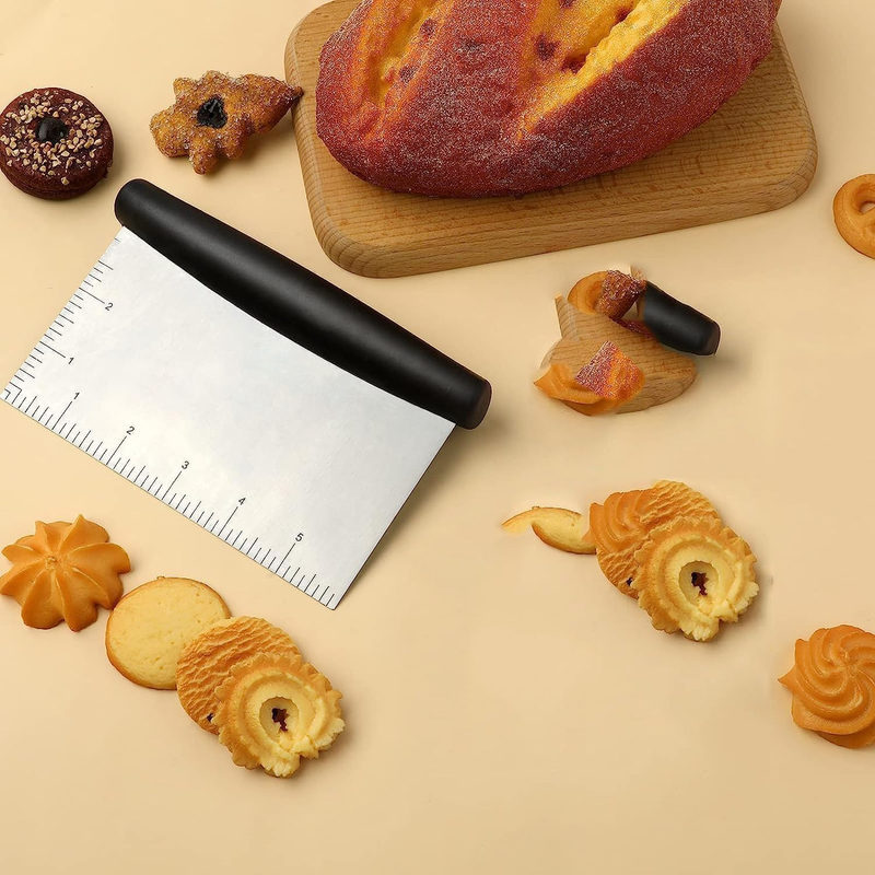 Dough Scraper Set of (1+1), Stainless Steel Bench Scraper Chopper with Handle an