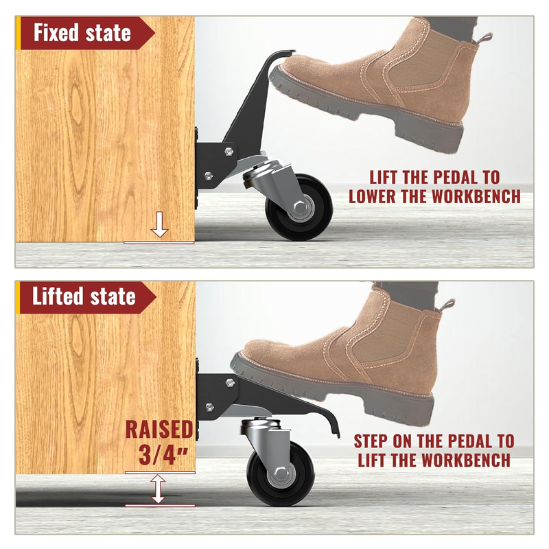 Retractable Casters Heavy Duty Casters with Lifting and Lowering Function Maximu