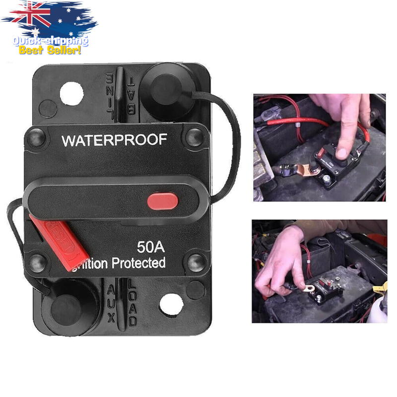 50A Circuit Breaker Waterproof 12V-48V Fuse Switch for Boat Trolling Motor ATV