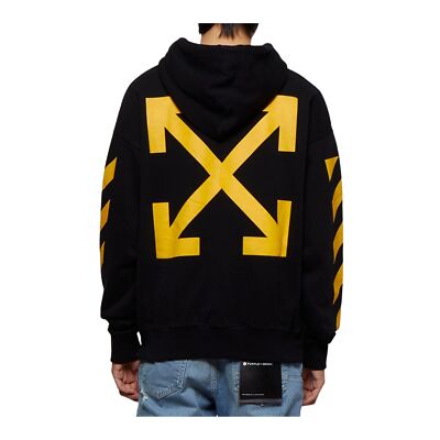 Pre-owned Off-white Diagonal Arrow Caravaggio St Fran Slim Hoodie Mens Style : Ombb097c99f In Black/white