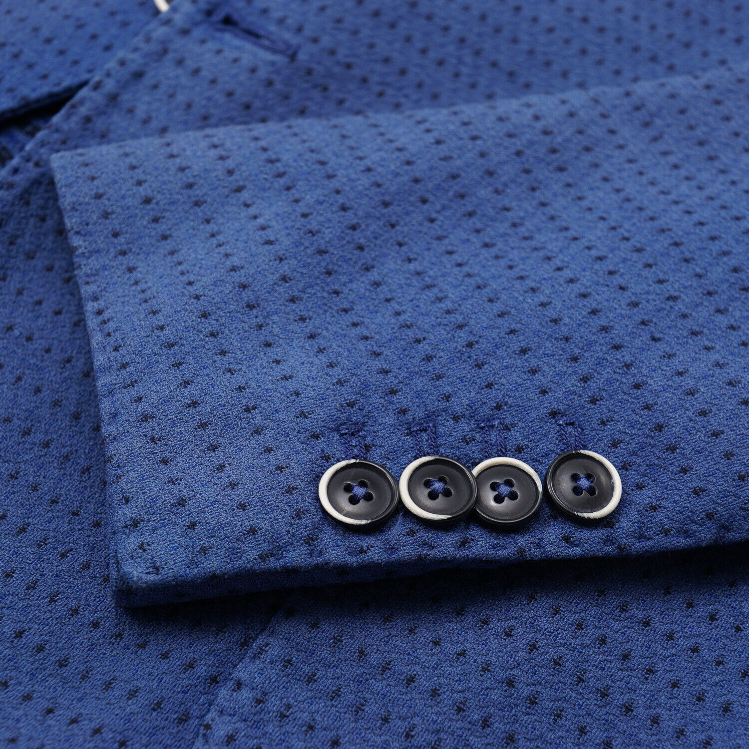 Pre-owned Roda Soft-constructed Mid Blue Dot Print Woven Cotton Sport Coat 40 (eu 50)