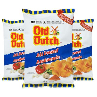 Old Dutch All Dressed Potato Chips,180g/6.3oz 3 BAGS