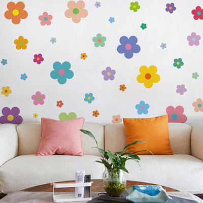 Cute Flower Wall Decals 9 Sheets Colorful Flower Wall Stickers Aesthetic Floral