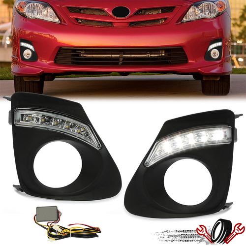 2x Противотуманные фары для Toyota Corolla 2011 2012 2013 LED DRL Противотуманная сигнальная лампа с ободком