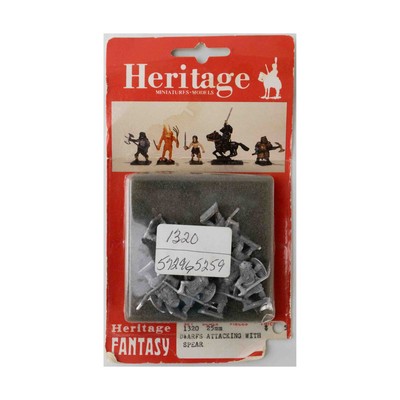 Heritage USA Fantasy Mini Dwarfs Attacking w/Spear Pack New