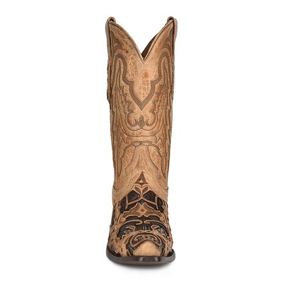 Pre-owned Corral Boots Corral Womens Inlay Snip Toe Chocolate Alligator Leather 12.5in Cowboy Boots In Not Available