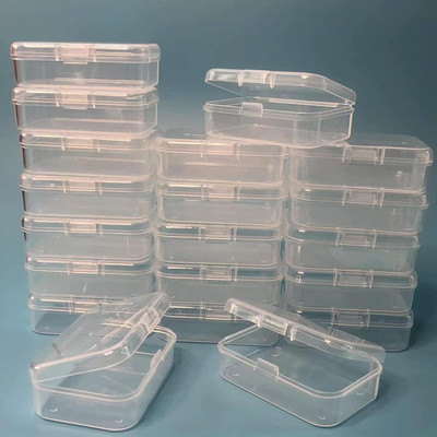 Wotermly 20 Pcs Mini Storage Containers Small Rectangle Plastic Clear Beads Stor