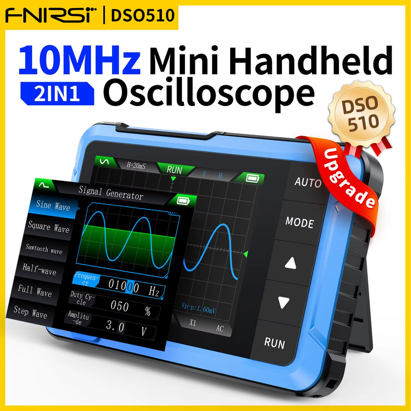 DSO510 New 10MHz Handheld Digital Oscilloscope 2 in 1 Signal Generator 48MS/s Sa