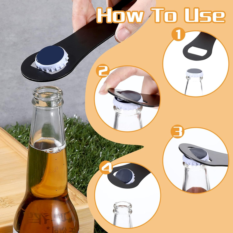 2Pcs Stainless Steel Flat Bottle Opener & Pour Spout Remover Bar Key