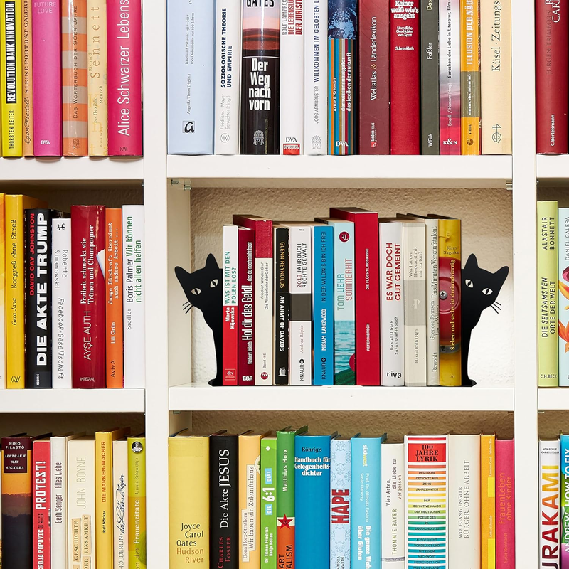 Peeping Cat Metal Bookends Cute Cat Book Ends for Shelves Bookshelf Decorative O