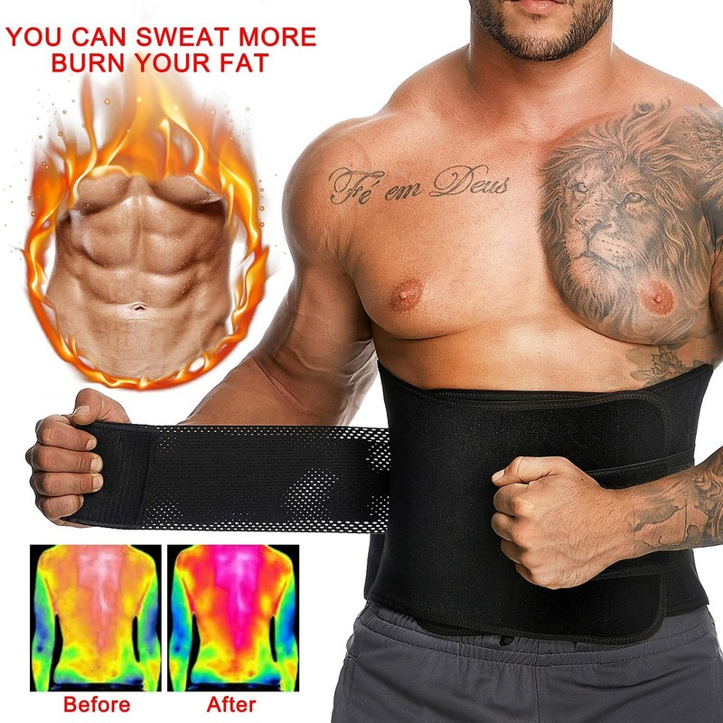 Men's Neoprene Waist Trimmer Belt Trainer Slimmer Body Shaper Sauna Sweat Girdle