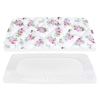 Pack N Play Mattress Pad Cover Printed Mini Crib Quilted Playpen Pad 39'' × 27''