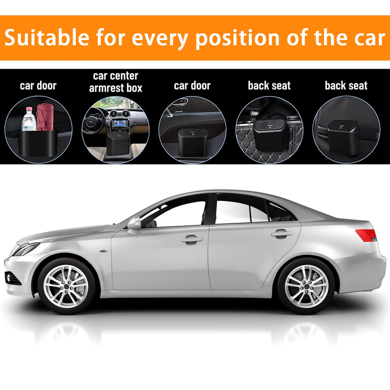Car Trash Can Bin with Lid Small Leakproof Car Garbage Can Mini Vehicle Trash Bi
