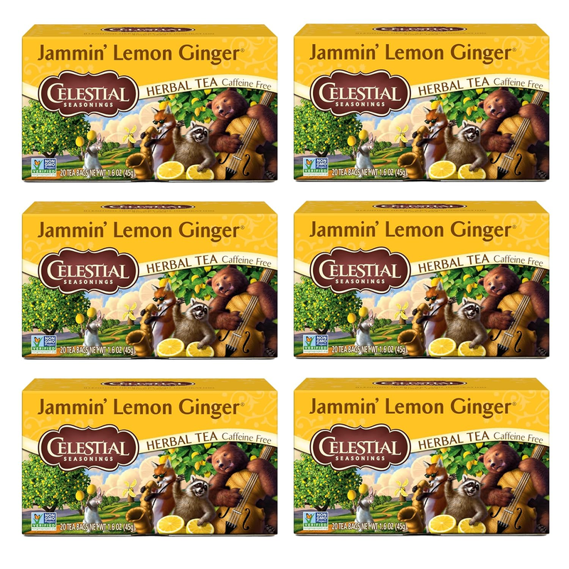 Herbal Tea, Jammin' Lemon Ginger, 20 Count (Pack of 6)