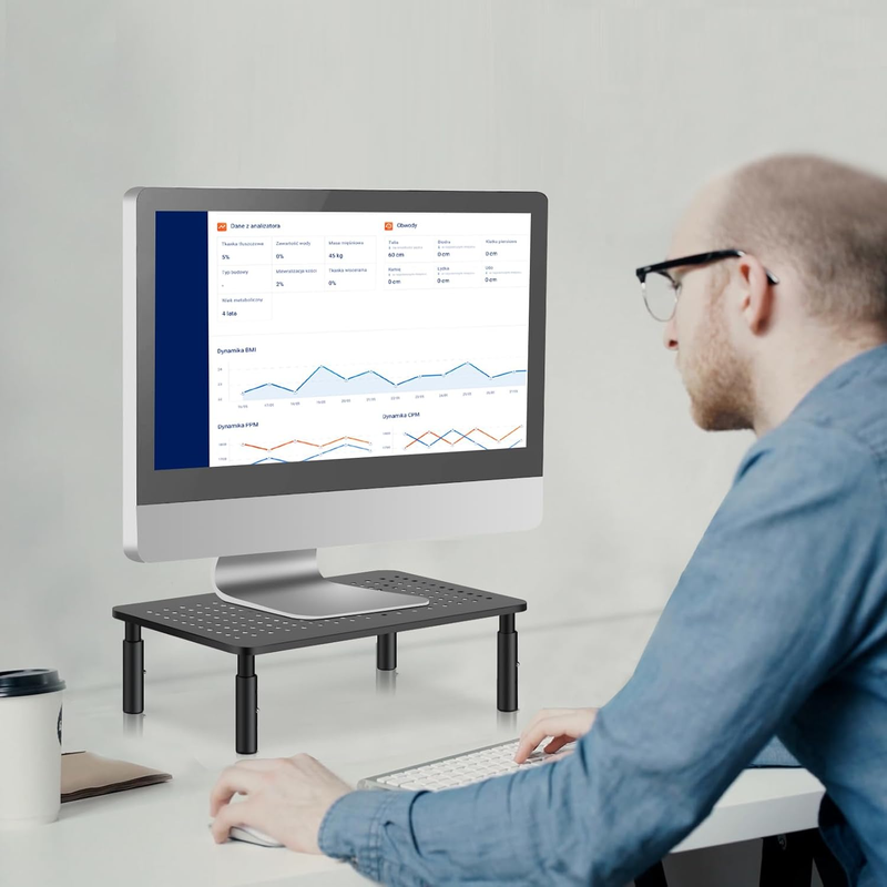 Monitor Stand Riser, Metal Computer Stand, 3 Height Adjustable Screen Riser with