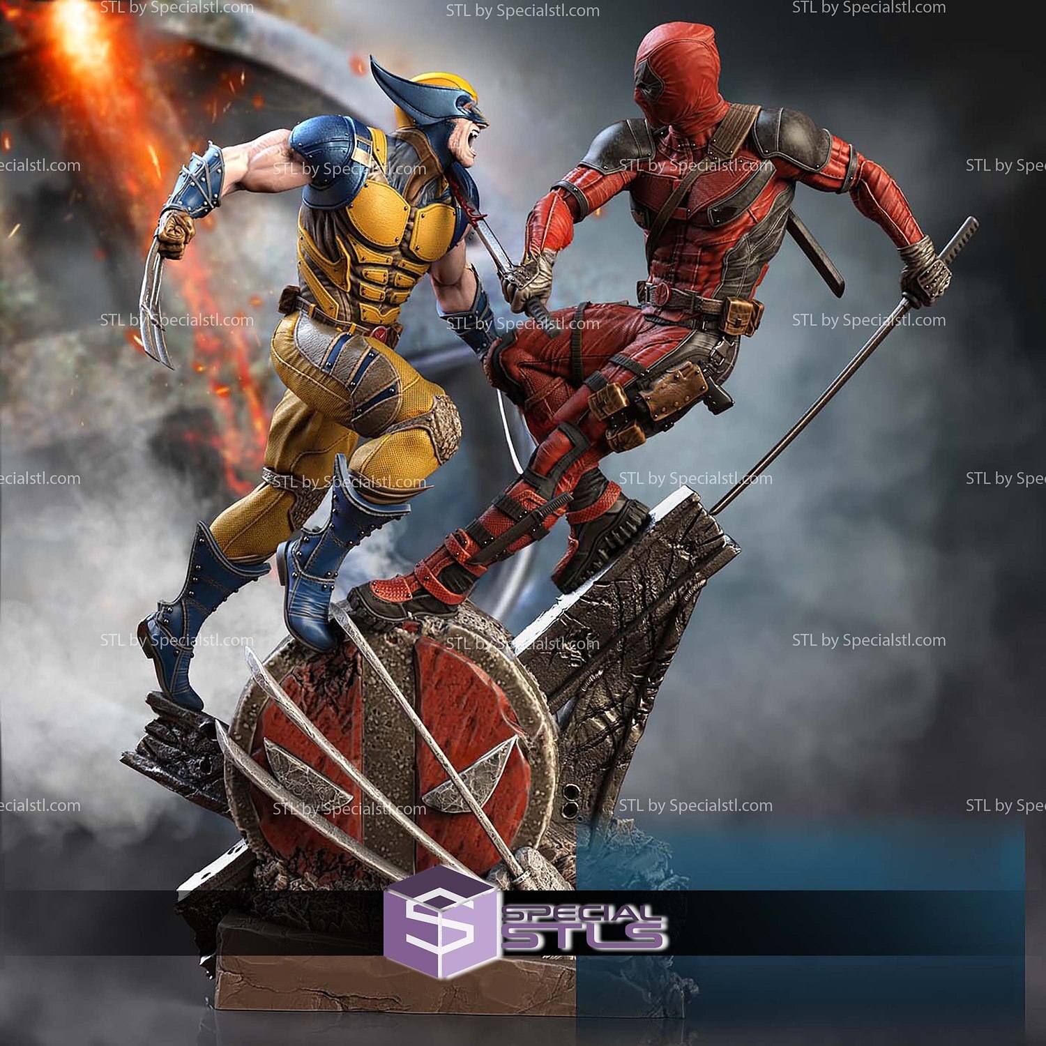 Wolverine & Deadpool Resin Sculpture Statue Model Kit