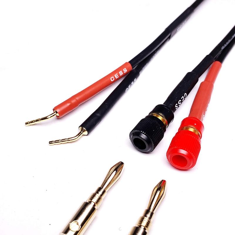 CESS-087 Pin Screw Type Banana Plugs to Female 4Mm Banana Jack Adapter Cables, 2