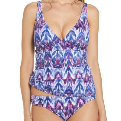 Топ-танкини Tommy Bahama Ikat Mirage с открытыми плечами, синий, S