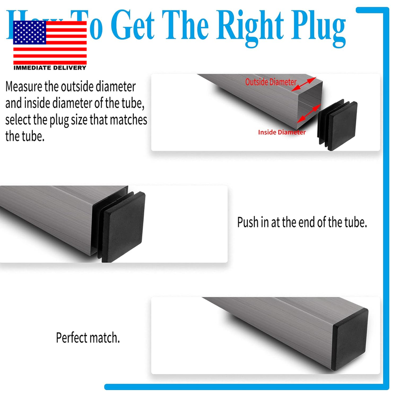 12 Pack 1-1/2 Inch Square Plastic Plug, Insert Tubing End Cap for Square Tubing 