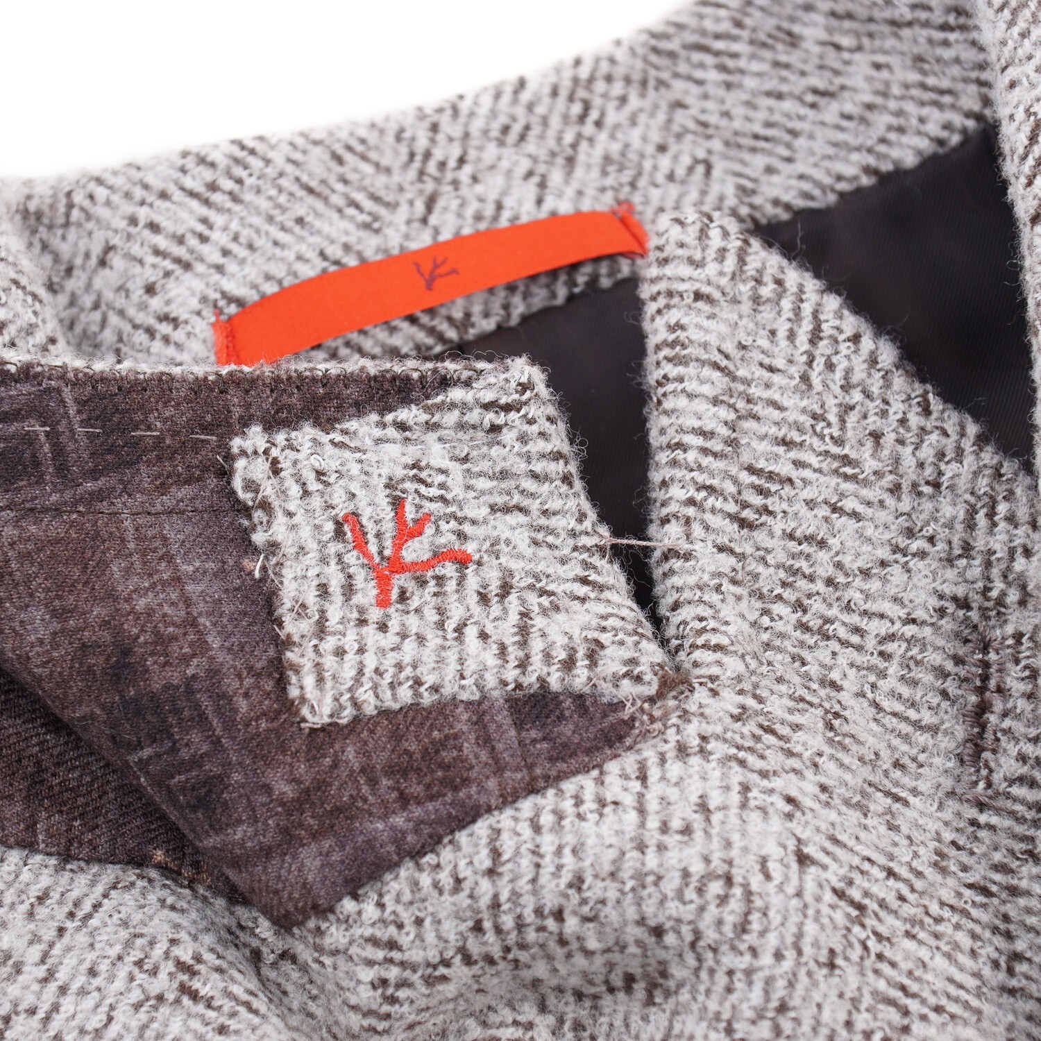 Pre-owned Isaia Slim-fit Light Gray Herringbone Patterned Wool Overcoat 38r (eu 48)