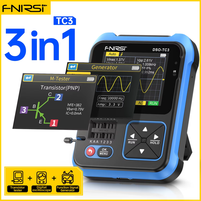 DSO-TC3 Portable Digital Oscilloscope Transistor Tester 3 in 1 Multi-function Mu
