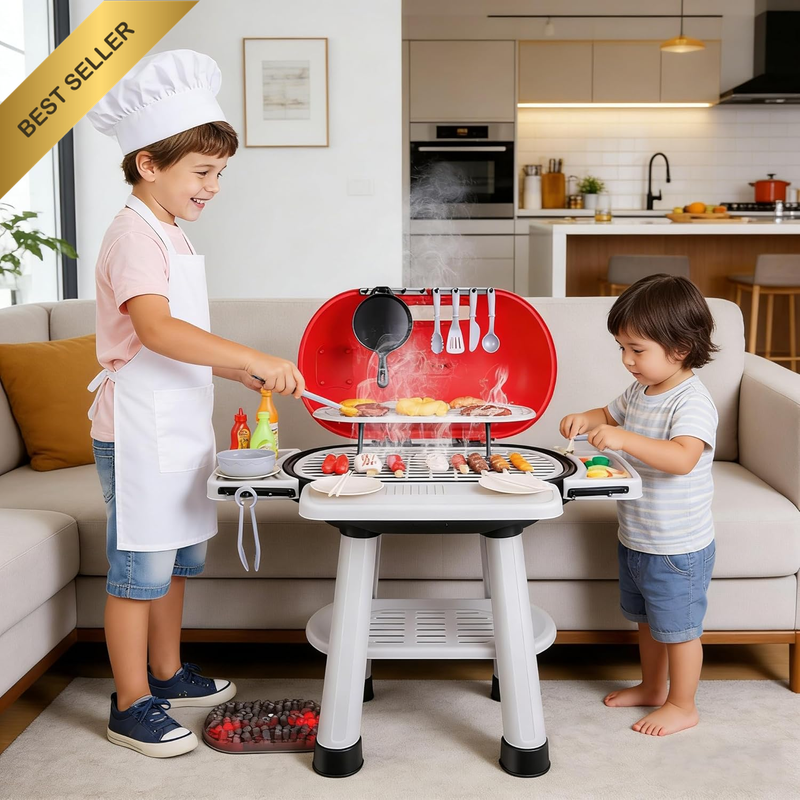 68 PCS Toy BBQ Grill Set, Cooking Toy Set, Kitchen Toy Set, Little Chef Cooking
