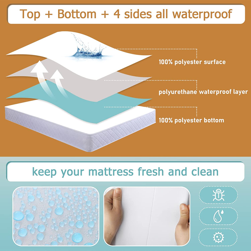 Waterproof Zippered Mattress Encasement Matress Protector 6 9 13 15 18 Inch Deep