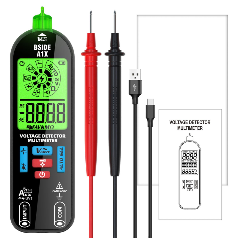 A1X Mini Digital Multimeter Smart Auto Ranging Rechargeable DC/AC Voltage US