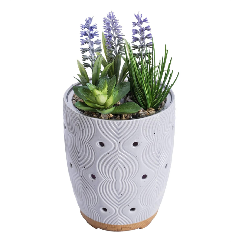 Artificial Succulent Plants Potted Diffusers for Essential Oils with 7 Colors LE