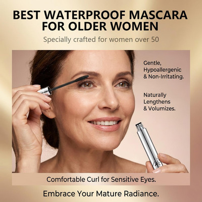 Green Mascara for Older Women Waterproof Volumising & Lengthening Mascara for Th