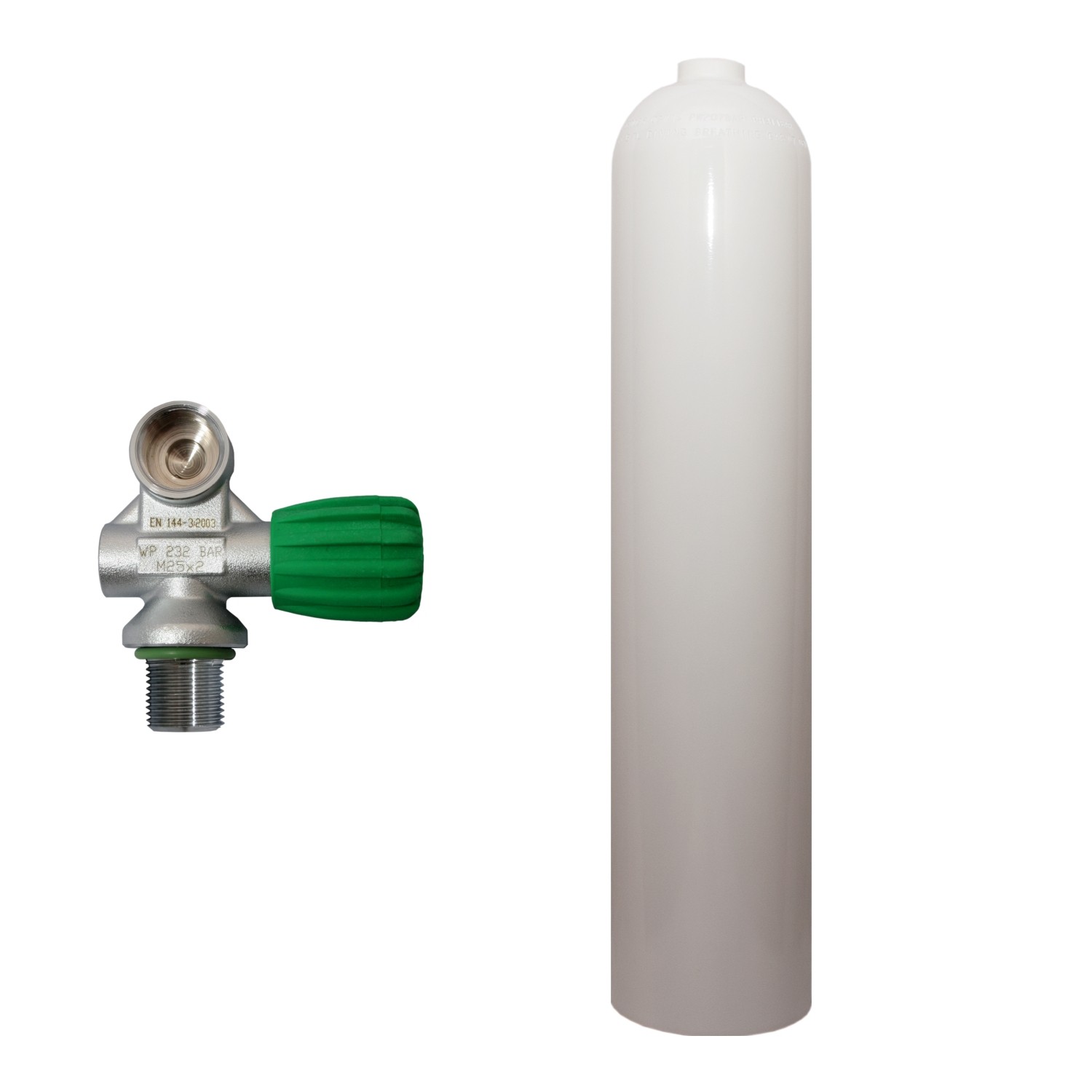 SF-1: 40 cf Aluflasche weiß MES mit Nitrox Monoventil Handrad rechts Stage