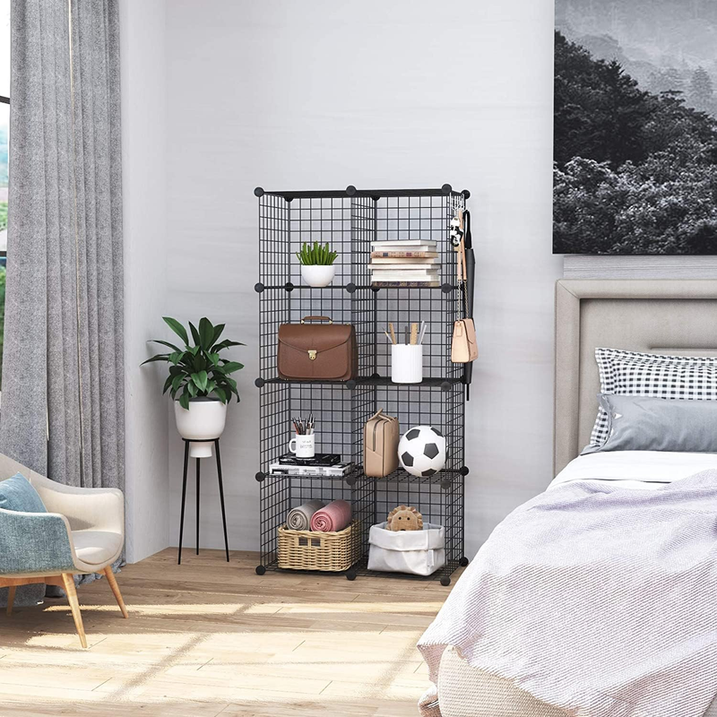 Wire Storage Cubes, Metal Grids Bookshelf, Modular Shelving Units, Stackable Boo