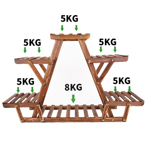 6 Tier Wooden Plant Stand Shelves Rack Flower Pot Display Garden Outdoor Indoor