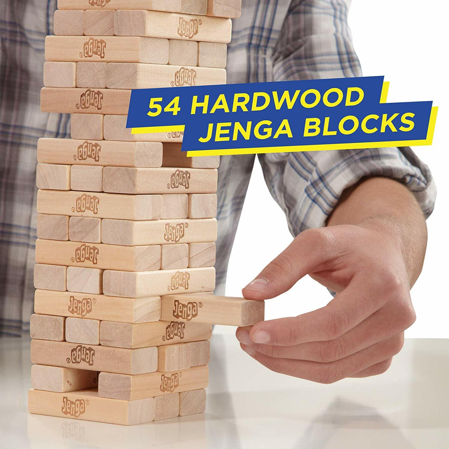 Classic Jenga Game Hasbro 54 Hardwood Jenga Blocks Board Games FREE SHIPPING