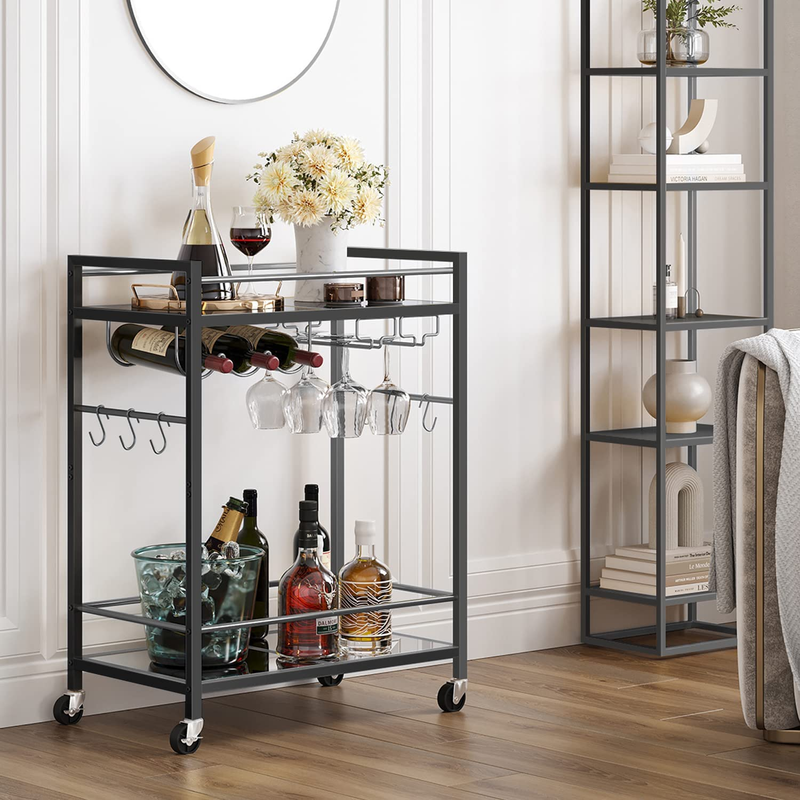 Bar Cart, Serving Cart - for Home, Microwave Cart, Drink Cart, Mobile Kitchen Sh