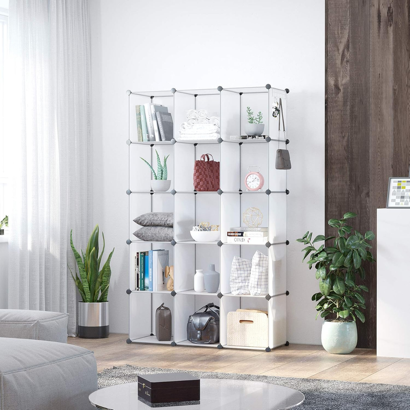 Cube Storage Organizer, 16-Cube Shelves Units, Closet Cabinet, DIY Plastic Modul