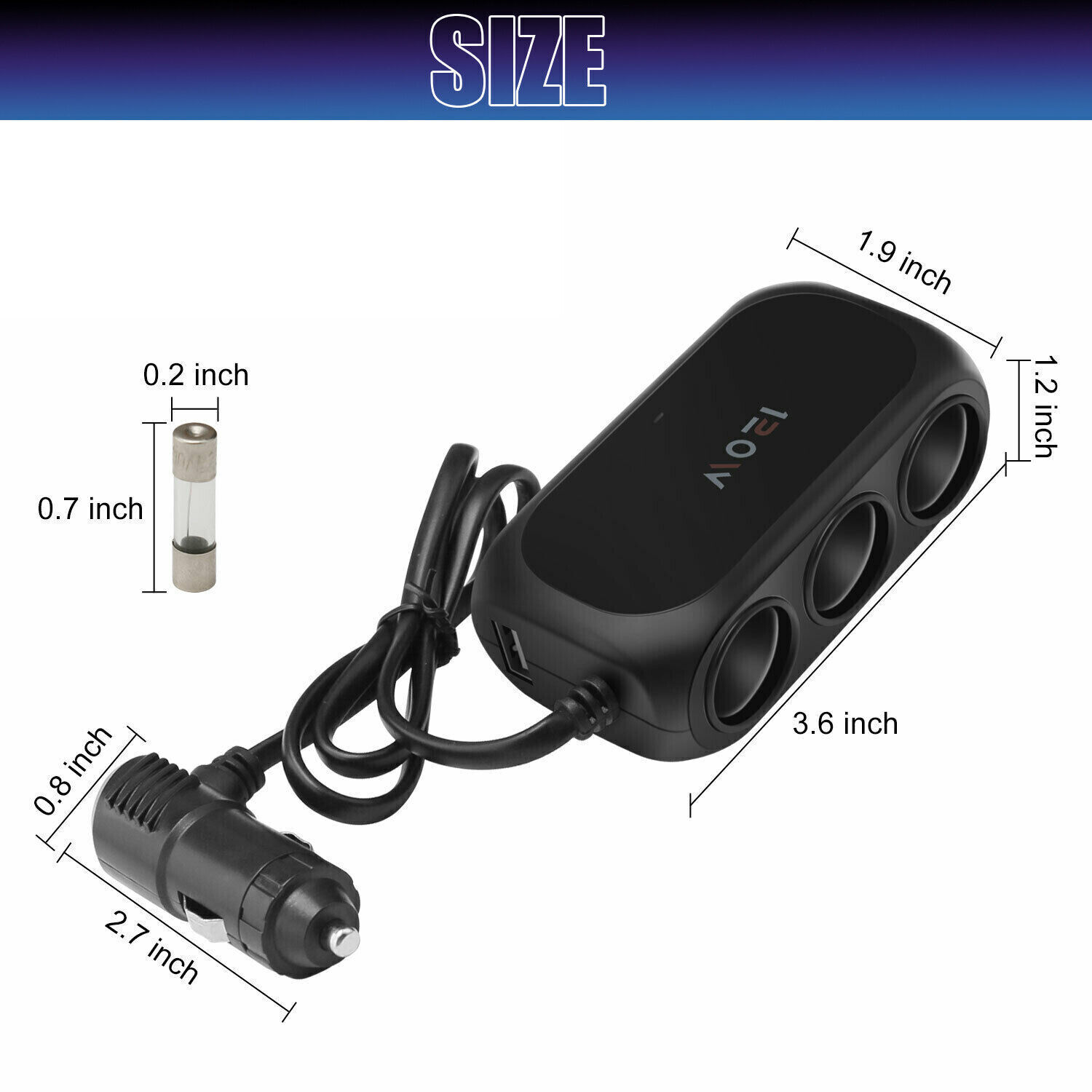 Dual USB Car Cigarette Lighter Charger 3 Way Socket Splitter DC 12/24 V Adapter