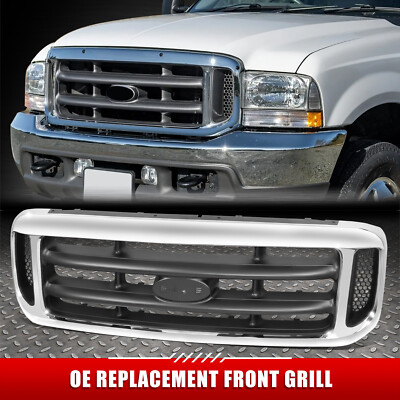 Для 99-04 Ford F250 F350 Сверхпрочная хромированная решетка радиатора с эмблемой