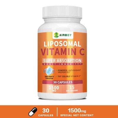 Liposomal Vitamin C Capsules 1500mg-High Absorption Fat Soluble Vit Supplements