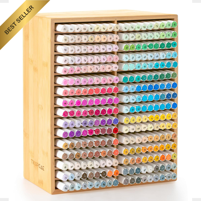 Marker Organizer for 288 Markers,Bamboo Wooden Desk Storage Organizer Rack,Marke