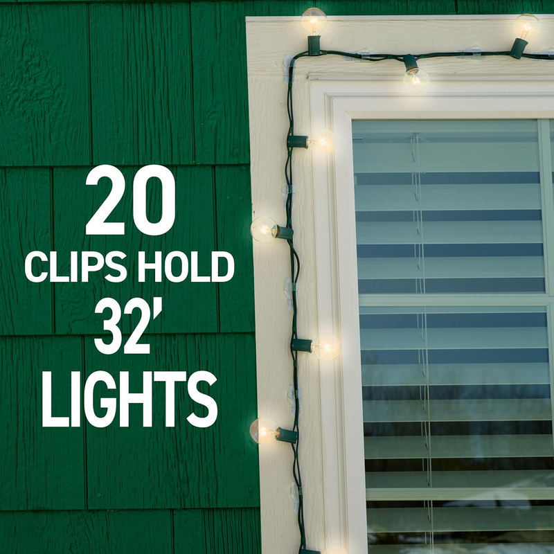 Outdoor Light Clips, Damage Free Hanging Outdoor Light Clips with Adhesive Strip
