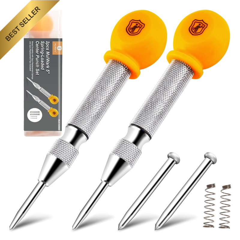 5'' Automatic Center Punch Set - Spring Loaded Center Punch for Metal, Wood, Pla