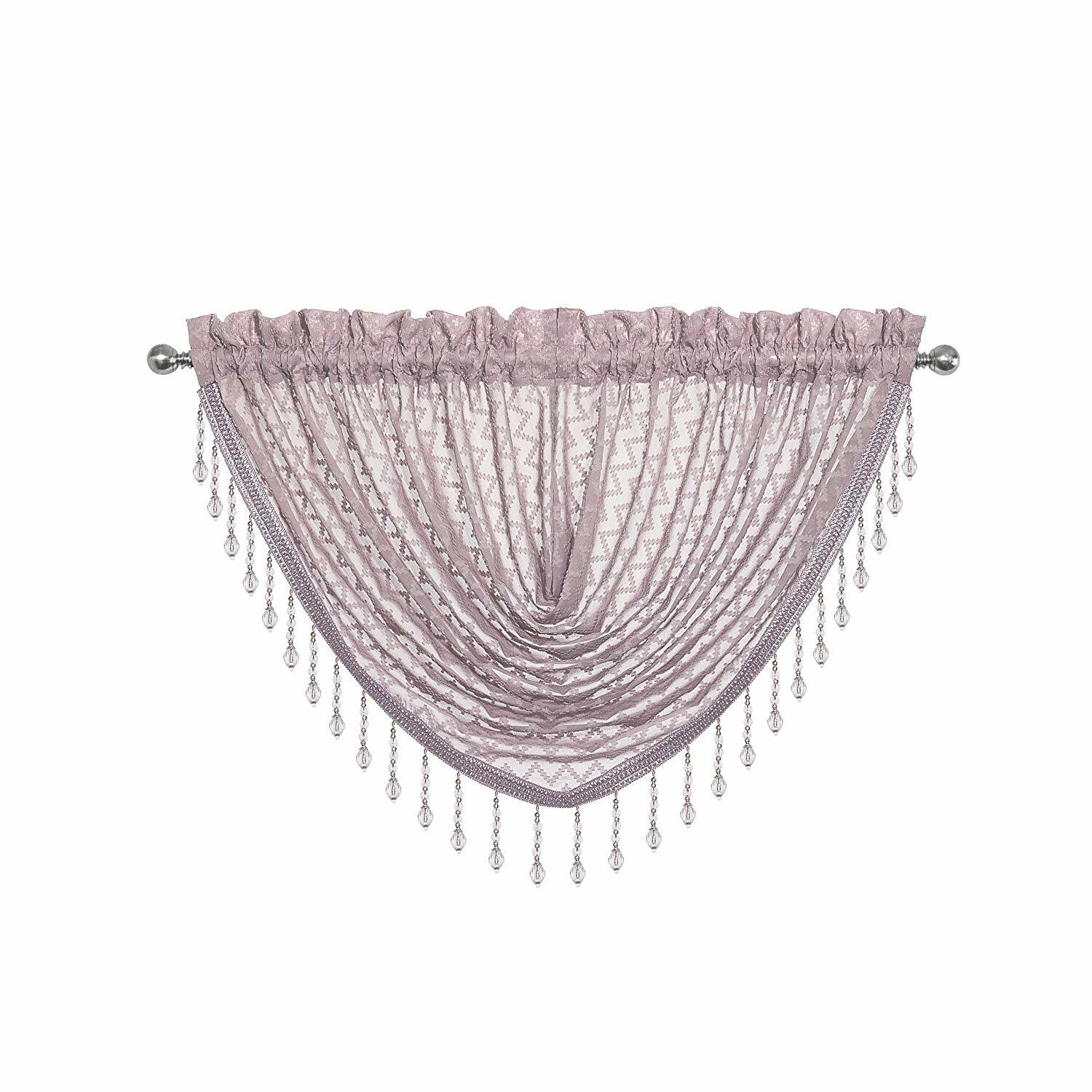 Elegant Crystal Beaded Chevron Design Window Curtain Valances