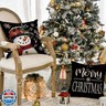 AVOIN colorlife Merry Christmas Let It Snow Love Snowman Black Throw Pillow Covers, 18 x 18 Inch Xmas Tree Holiday Cushion Case Decoration for Sofa Couch Set of 4