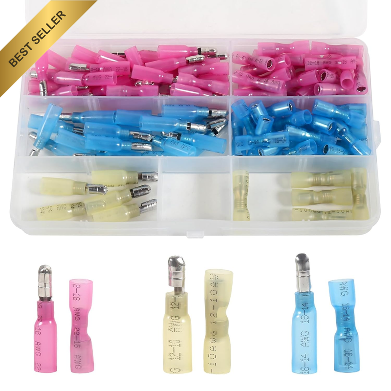 110Pcs Heat Shrink Bullet Wire Connectors, Waterproof Bullet Terminals Connector