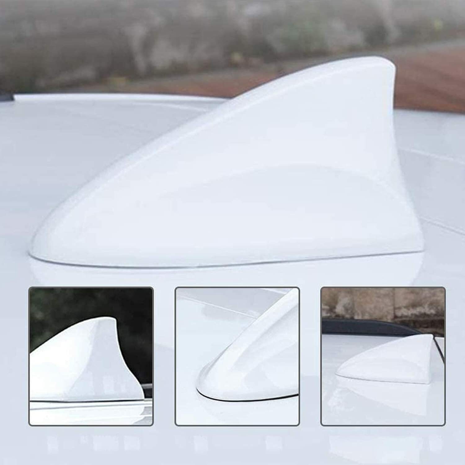 Antenna Adesiva Pinna Tetto Squalo Auto Per Fiat Vw Ford Bianca cir